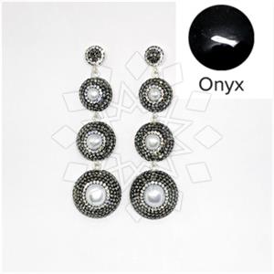 925 Sterling Silver Gem and Crystals Triple Drop Earrings