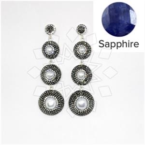 925 Sterling Silver Gem and Crystals Triple Drop Earrings