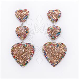 925 Sterling Silver Gem and Crystals Triple Drop Earrings