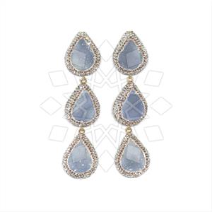 925 Sterling Silver Gem and Crystals Triple Drop Earrings