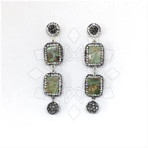 925 Sterling Silver Gem and Crystals Triple Drop Earrings