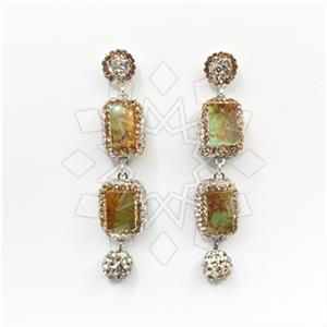 925 Sterling Silver Gem and Crystals Triple Drop Earrings