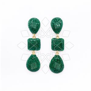 925 Sterling Silver Gem and Crystals Triple Drop Earrings