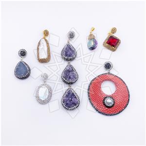 925 Sterling Silver Gem and Crystals Unique Pendant 7 Pieces Package