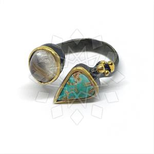 925 Sterling Silver Double Gemstone Rings