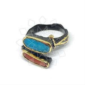 925 Sterling Silver Double Gemstone Rings