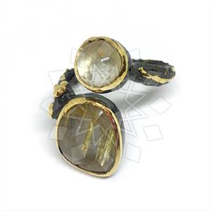 925 Sterling Silver Double Gemstone Rings