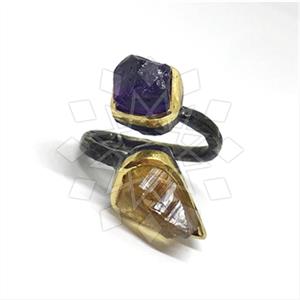 925 Sterling Silver Double Gemstone Rings