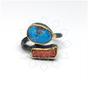 925 Sterling Silver Double Gemstone Rings