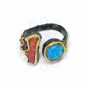 925 Sterling Silver Double Gemstone Rings