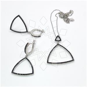 925 Sterling Silver Geometric Earrings Necklace Sets