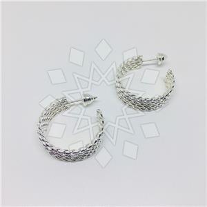 925 Sterling Silver Geometric Hoop Earrings