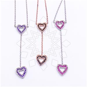 925 Sterling Silver Heart Adjustable Necklace