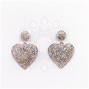 925 Sterling Silver Heart Statement Earring