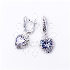 925 Sterling Silver Heart and Love Single Drop Earrings