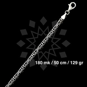 925 Sterling Silver Round Byzantine Oxidized Chain Necklace 50CM 20 INCH