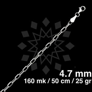 925 Sterling Silver Paperclip Diamond-Cut Necklace 50CM 20 INCH