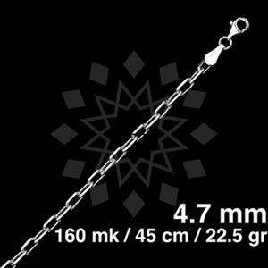 925 Sterling Silver Paperclip Diamond-Cut Necklace 45CM 18 INCH