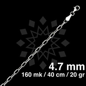 925 Sterling Silver Paperclip Diamond-Cut Necklace 40CM 16 INCH