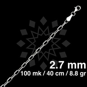 925 Sterling Silver Paperclip Diamond-Cut Necklace 40CM 16 INCH