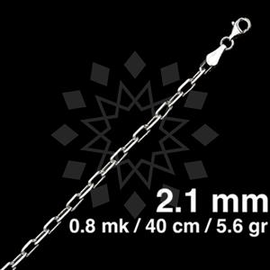 925 Sterling Silver Paperclip Diamond-Cut Necklace 40CM 16 INCH