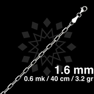 925 Sterling Silver Paperclip Diamond-Cut Necklace 40CM 16 INCH