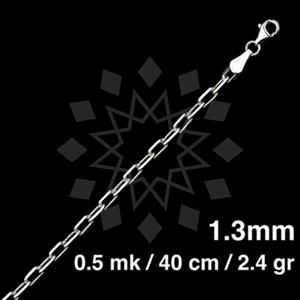 925 Sterling Silver Paperclip Diamond-Cut Necklace 40CM 16 INCH