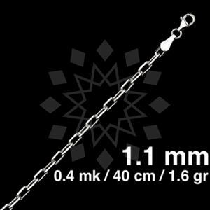 925 Sterling Silver Paperclip Diamond-Cut Necklace 40CM 16 INCH