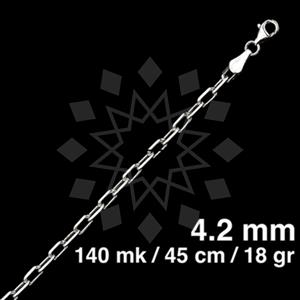 925 Sterling Silver Paperclip Diamond-Cut Necklace 45CM 18 INCH