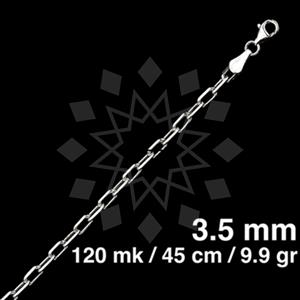 925 Sterling Silver Paperclip Diamond-Cut Necklace 45CM 18 INCH