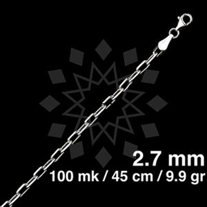 925 Sterling Silver Paperclip Diamond-Cut Necklace 45CM 18 INCH