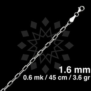 925 Sterling Silver Paperclip Diamond-Cut Necklace 45CM 18 INCH