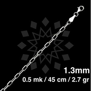 925 Sterling Silver Paperclip Diamond-Cut Necklace 45CM 18 INCH