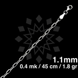 925 Sterling Silver Paperclip Diamond-Cut Necklace 45CM 18 INCH