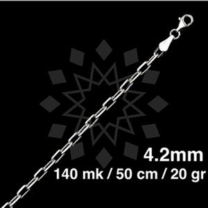 925 Sterling Silver Paperclip Diamond-Cut Necklace 50CM 20 INCH