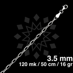 925 Sterling Silver Paperclip Diamond-Cut Necklace 50CM 20 INCH