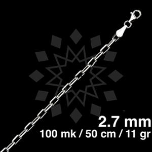 925 Sterling Silver Paperclip Diamond-Cut Necklace 50CM 20 INCH