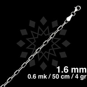 925 Sterling Silver Paperclip Diamond-Cut Necklace 50CM 20 INCH