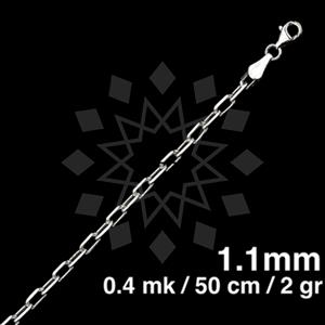 925 Sterling Silver Paperclip Diamond-Cut Necklace 50CM 20 INCH