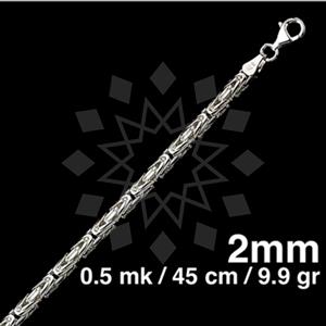 925 Sterling Silver Round Byzantine Chain Necklace 45CM 18 INCH