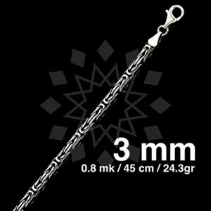 925 Sterling Silver Round Byzantine Oxidized Chain Necklace 45CM 18 INCH