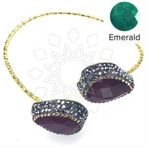 925 Sterling Silver Semi Precious Gems and Crystal  Adjustable Bracelet