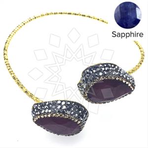 925 Sterling Silver Semi Precious Gems and Crystal  Adjustable Bracelet