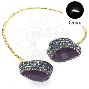 925 Sterling Silver Semi Precious Gems and Crystal  Adjustable Bracelet