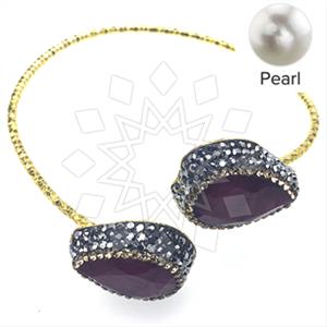 925 Sterling Silver Semi Precious Gems and Crystal  Adjustable Bracelet