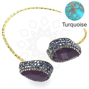 925 Sterling Silver Semi Precious Gems and Crystal  Adjustable Bracelet