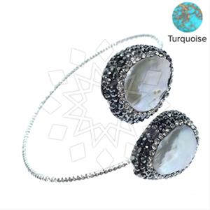 925 Sterling Silver Semi Precious Gems and Crystal  Adjustable Bracelet