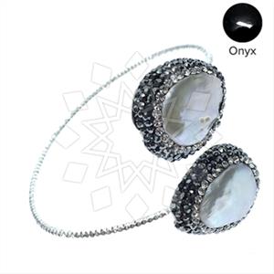 925 Sterling Silver Semi Precious Gems and Crystal  Adjustable Bracelet