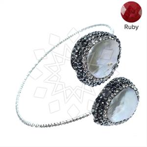 925 Sterling Silver Semi Precious Gems and Crystal  Adjustable Bracelet