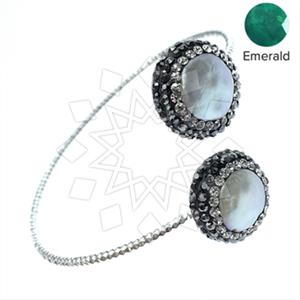 925 Sterling Silver Semi Precious Gems and Crystal  Adjustable Bracelet